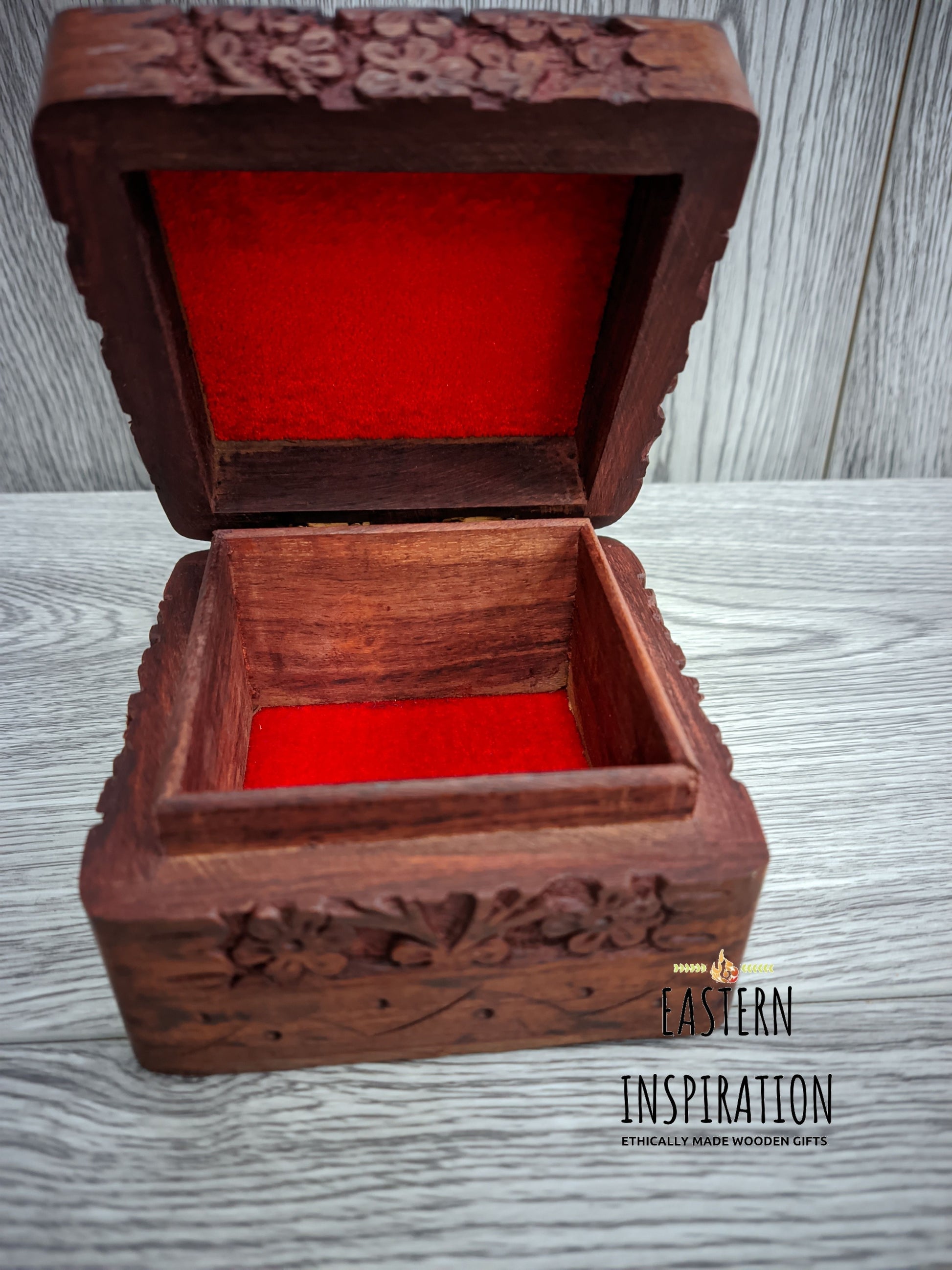 Ornate carved floral keepsake box,small trinket box for Mum - Easterninspiration
