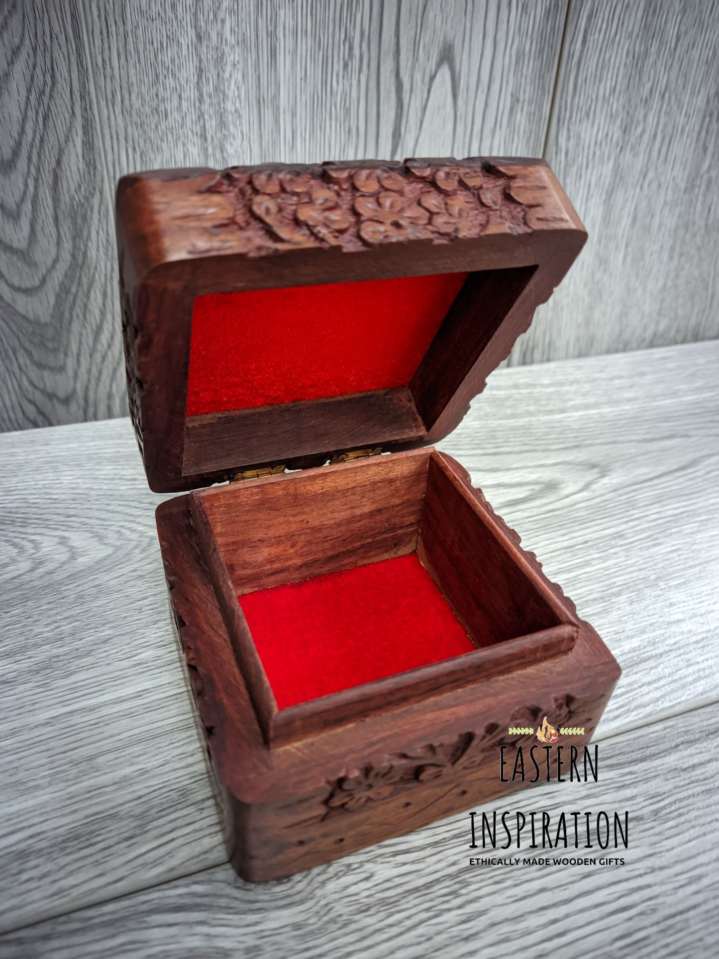 Ornate carved floral keepsake box,small trinket box for Mum - Easterninspiration