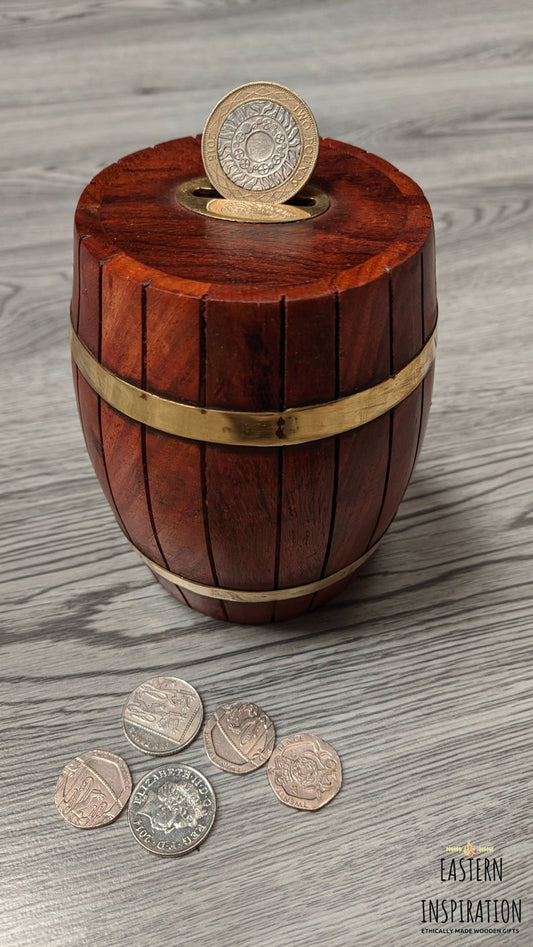 Handmade Barrel Piggy Bank for Kids And Adults - Easterninspiration