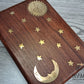 Sheesham Jewellery Box with brass Sun & Moon Design in a Boho holistic hippie style, - Easterninspiration