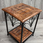 two tier metal wooden carved table - Easterninspiration
