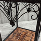 two tier metal wooden carved table - Easterninspiration