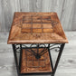 two tier metal wooden carved table - Easterninspiration