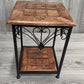 two tier metal wooden carved table - Easterninspiration